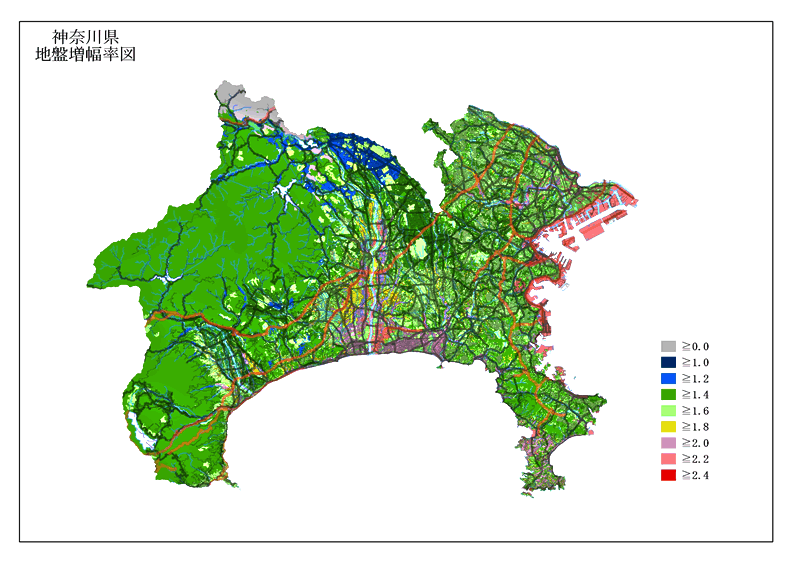 神奈川県全域　地盤増幅率図の画像