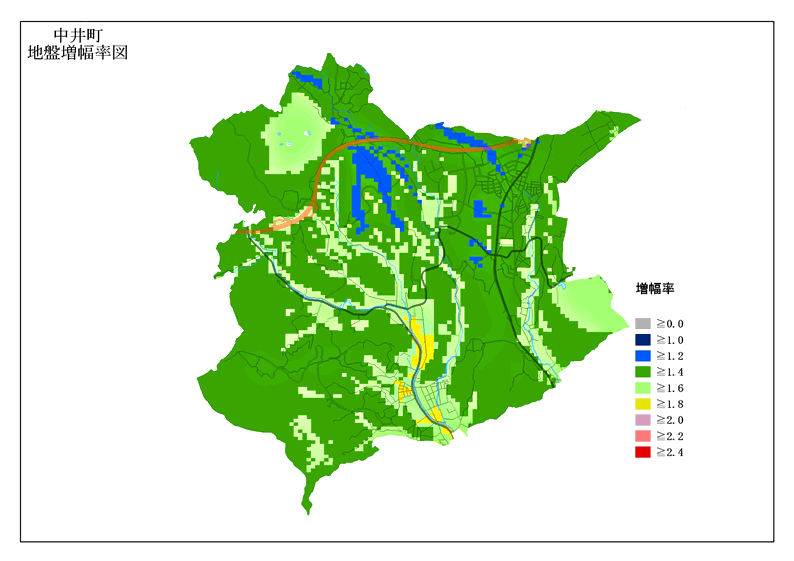 中井町　地盤増幅率図の画像