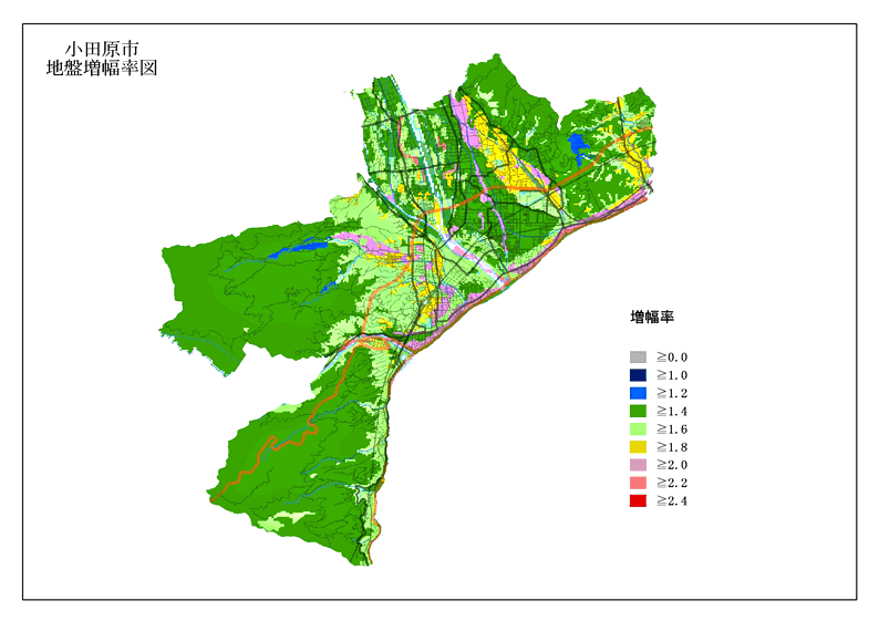 小田原市　地盤増幅率図の画像