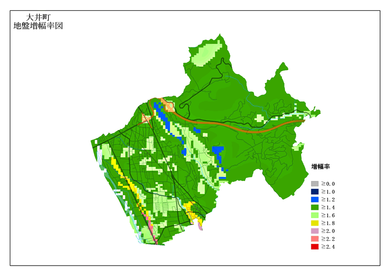 大井町　地盤増幅率図の画像