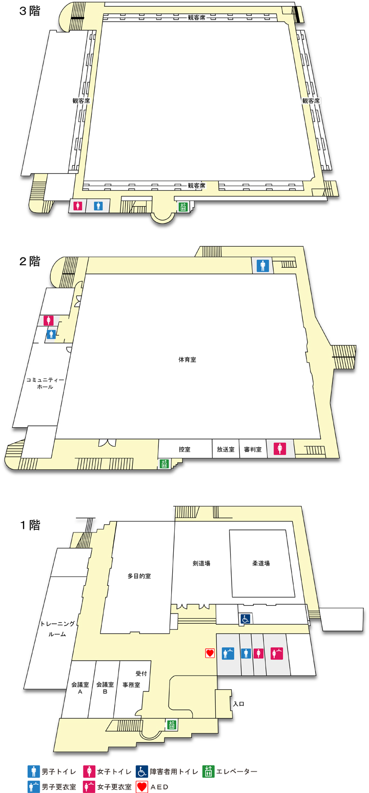 総合体育館フロア図の画像
