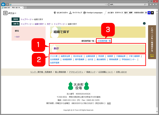 組織一覧ページの画像